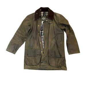 Vtg Barbour Classic Beaufort Jacket Med Olive Waxed Cotton Made England C36/91CM